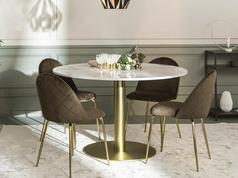 Stalas Concept 55 179 (Baltas marmuras + Žalvaris)