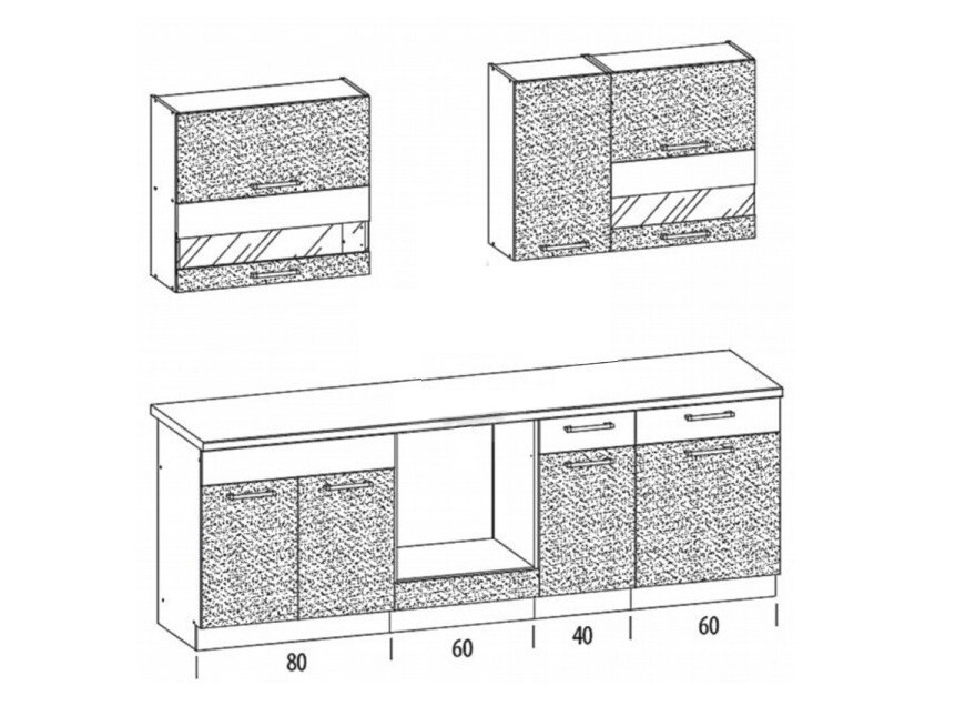 Modulinis virtuvės komplektas Mode White 127