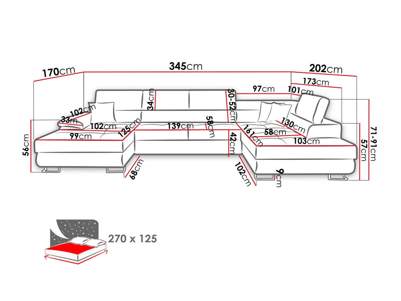 Minkštas kampas Comfivo Ruta IV (Soft 011 + Lux 06 + Soft 011)