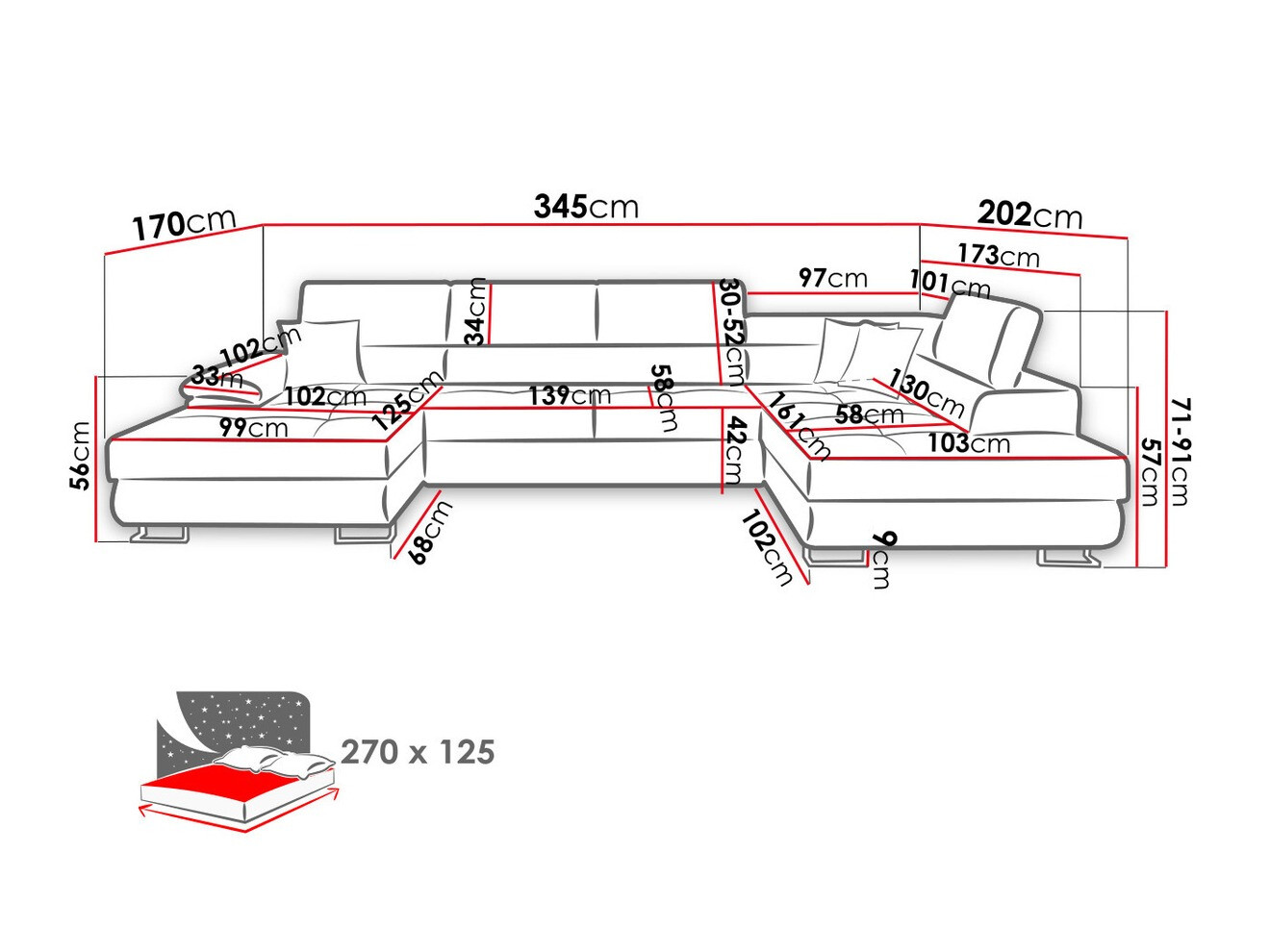 Minkštas kampas Comfivo Ruta IV (Soft 017 + Lux 06 + Soft 017)