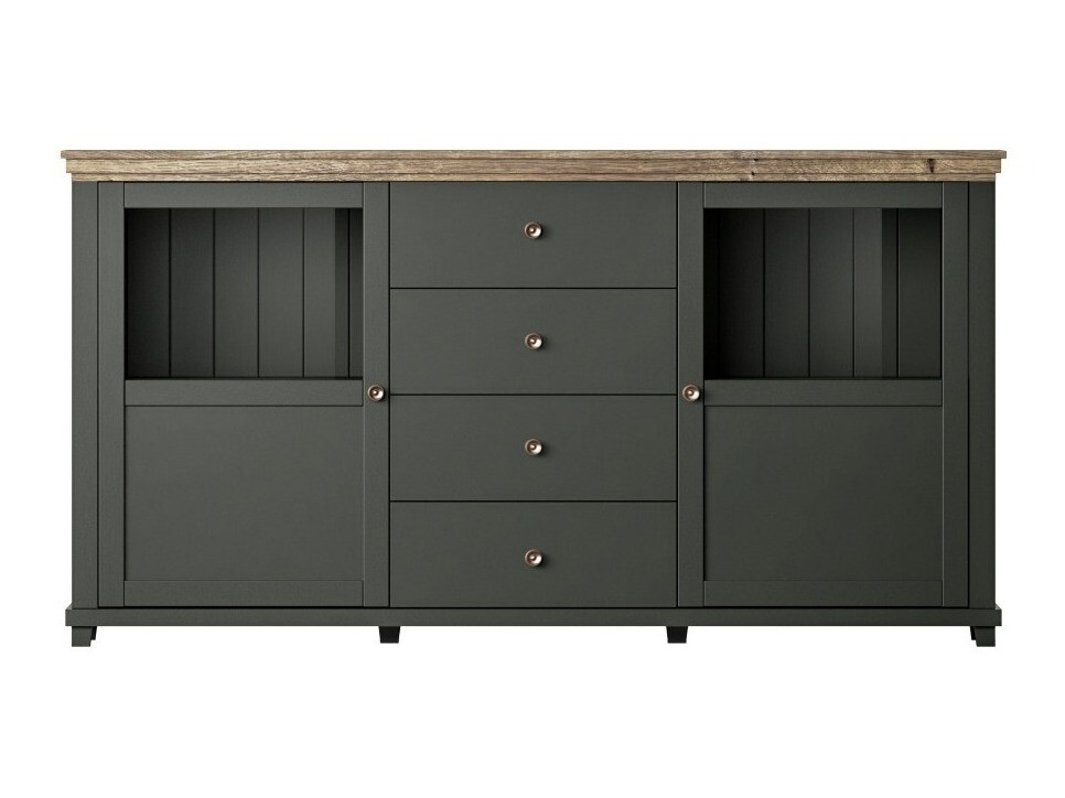 Komoda Tolnue 103 (Tamsi žalia + Ąžuolas lefkas)