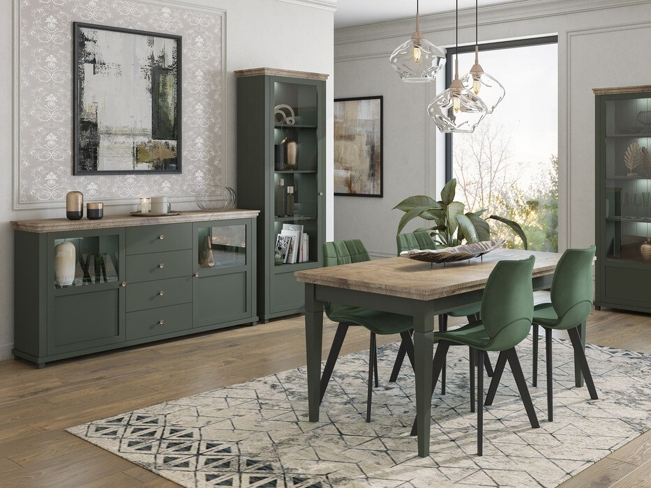 Komoda Tolnue 103 (Tamsi žalia + Ąžuolas lefkas)