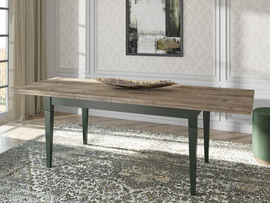 Stalas Tolnue 107 (Tamsi žalia + Ąžuolas lefkas)