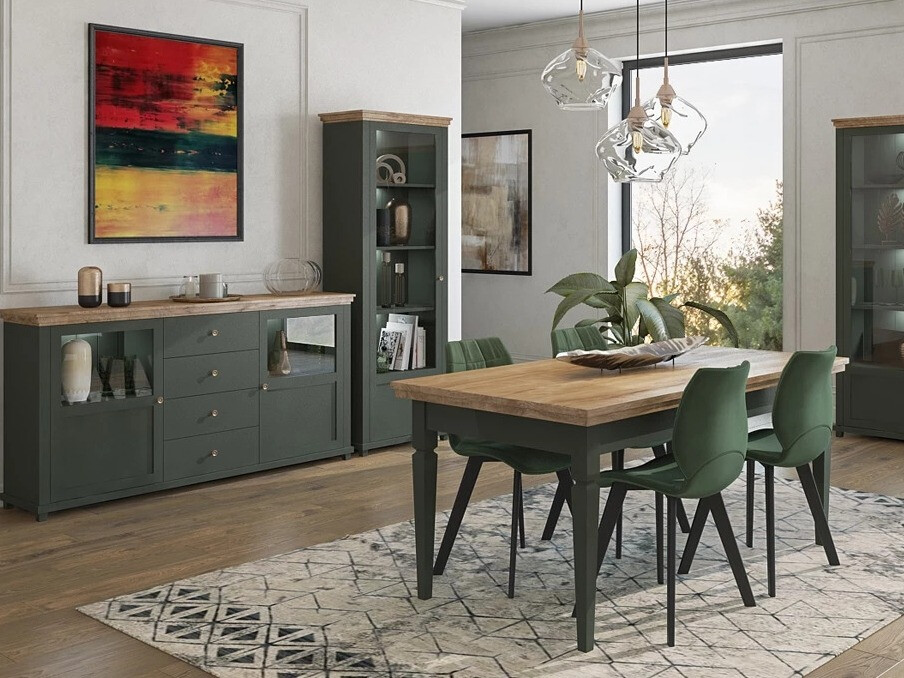Stalas Tolnue 107 (Tamsi žalia + Ąžuolas lefkas)