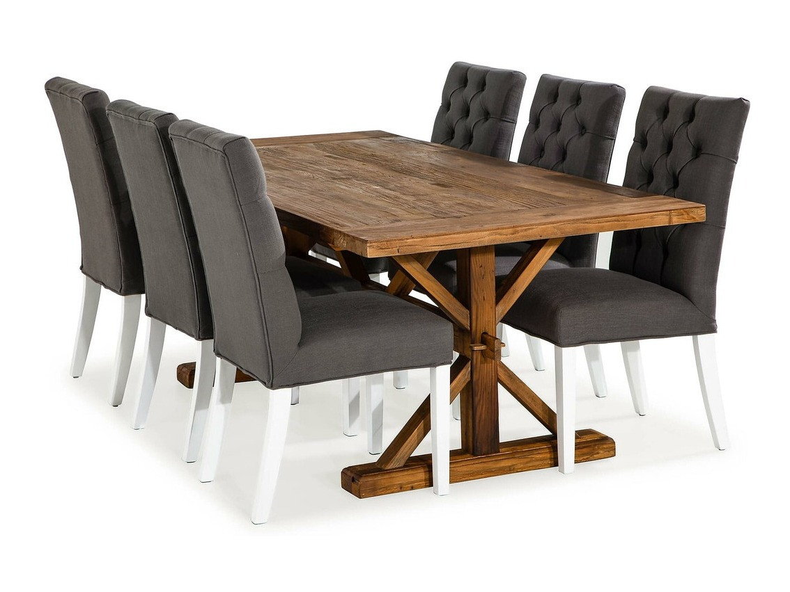 Valgomojo komplektas Bloomington 194 (Tamsi pilka + Guoba + Balta)