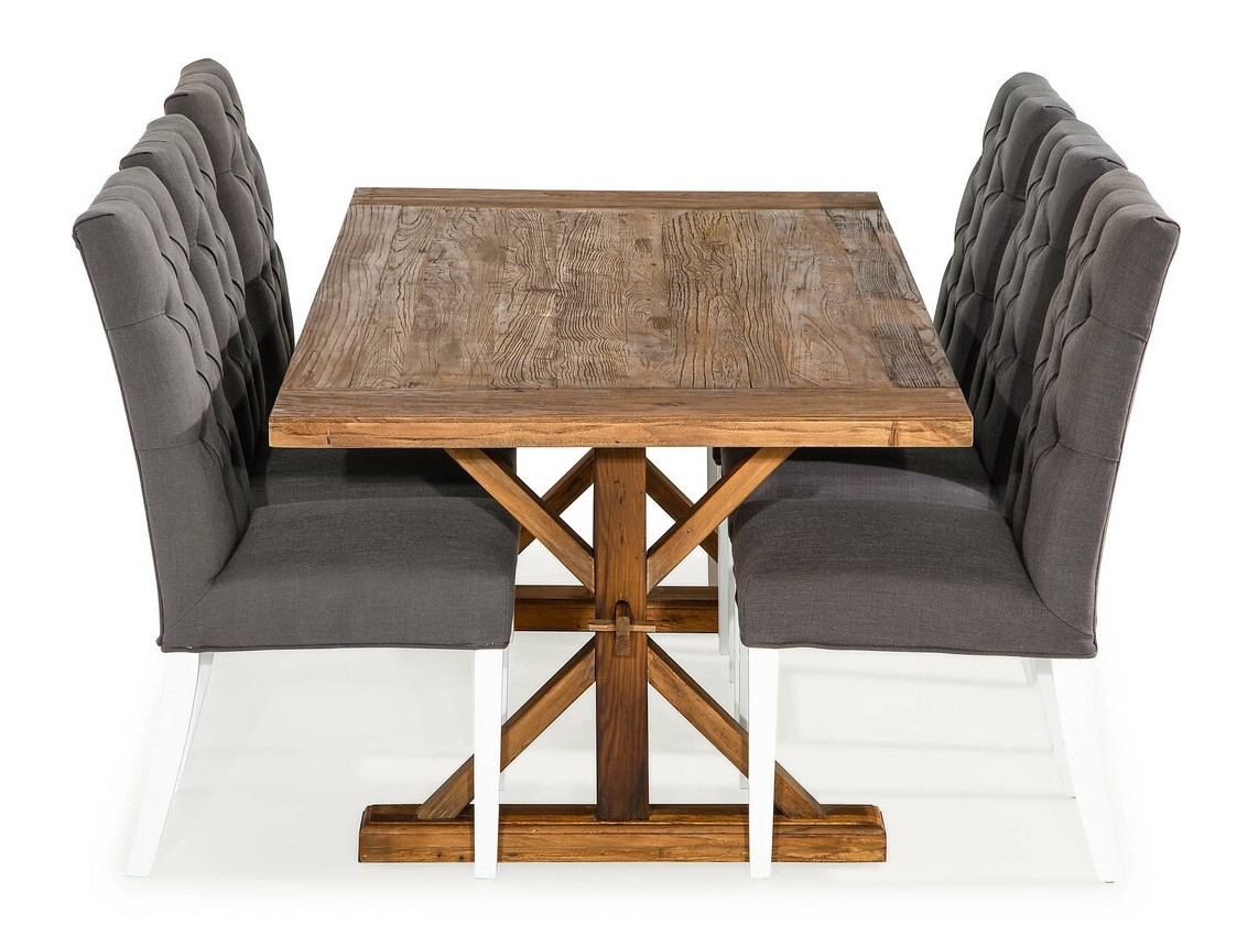 Valgomojo komplektas Bloomington 194 (Tamsi pilka + Guoba + Balta)