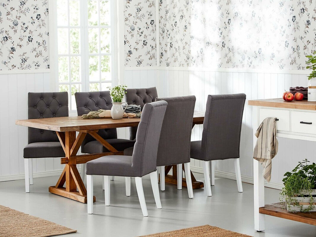 Valgomojo komplektas Bloomington 194 (Tamsi pilka + Guoba + Balta)