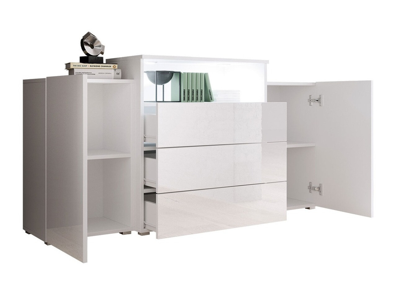 Komoda Sarasota 127 (Votan ąžuolas + Blizgi balta)