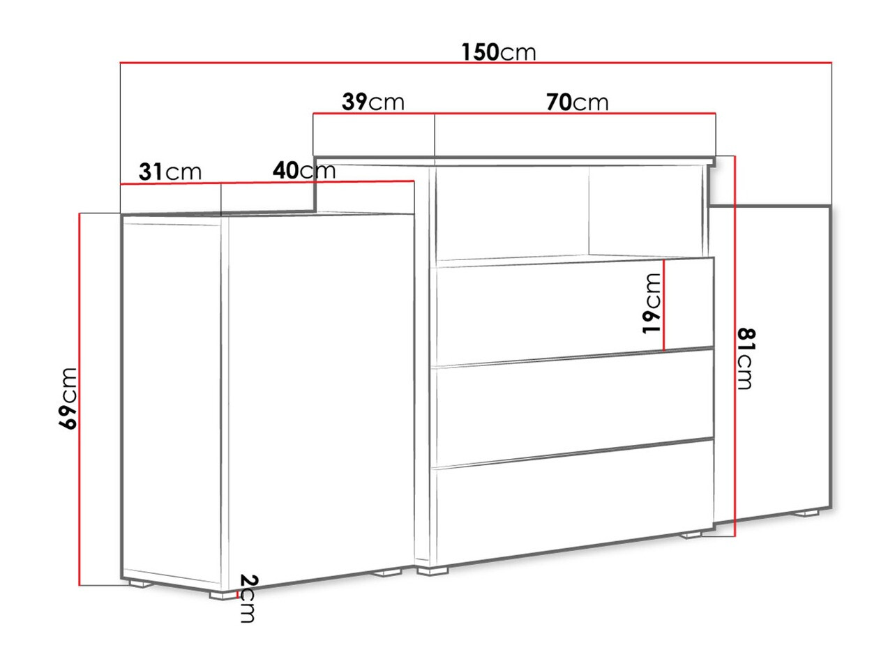 Komoda Sarasota 127 (Votan ąžuolas)