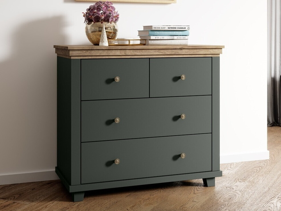 Komoda Tolnue 118 (Tamsi žalia + Ąžuolas lefkas)