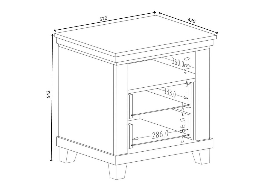Naktinis staliukas Tolnue 117 (Tamsi žalia + Ąžuolas lefkas)