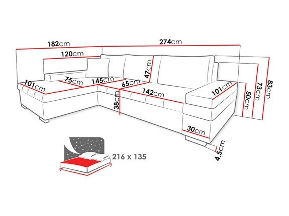 Minkštas kampas Comfivo 121 (Soft 017 + Lux 06)