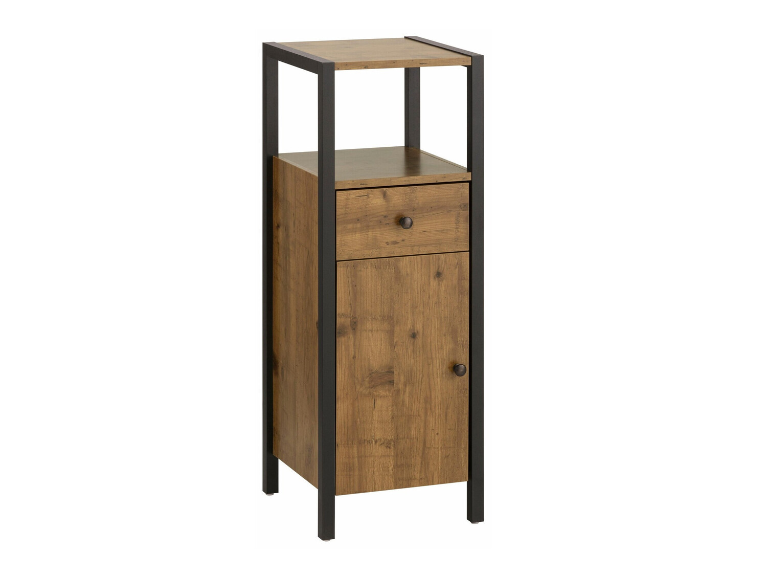 Pastatoma vonios spintelė Larnovo 112 (Tamsus ąžuolas + Juoda)