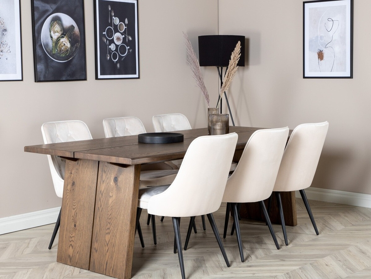 Valgomojo komplektas Dallas 1807 (Juoda + Smėlinė)