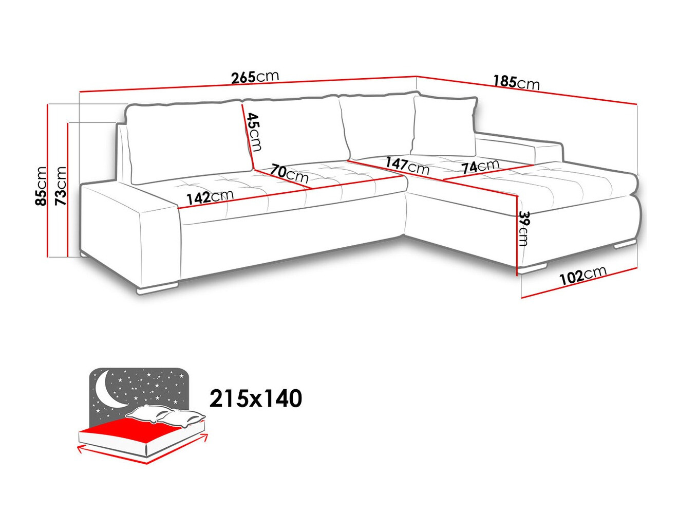 Minkštas kampas Comfivo 130