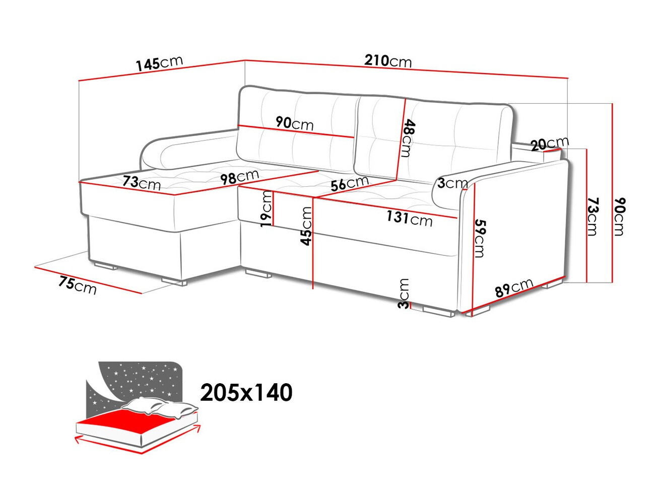 Minkštas kampas Carlsbad 118 (Drago 141 + Drago 139)