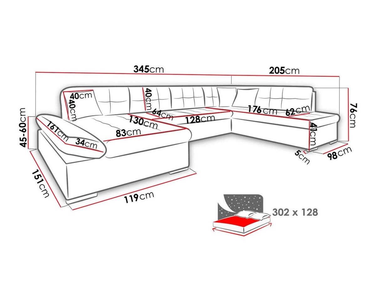 Minkštas kampas Comfivo 150 (Zetta 305 + Zetta 296)
