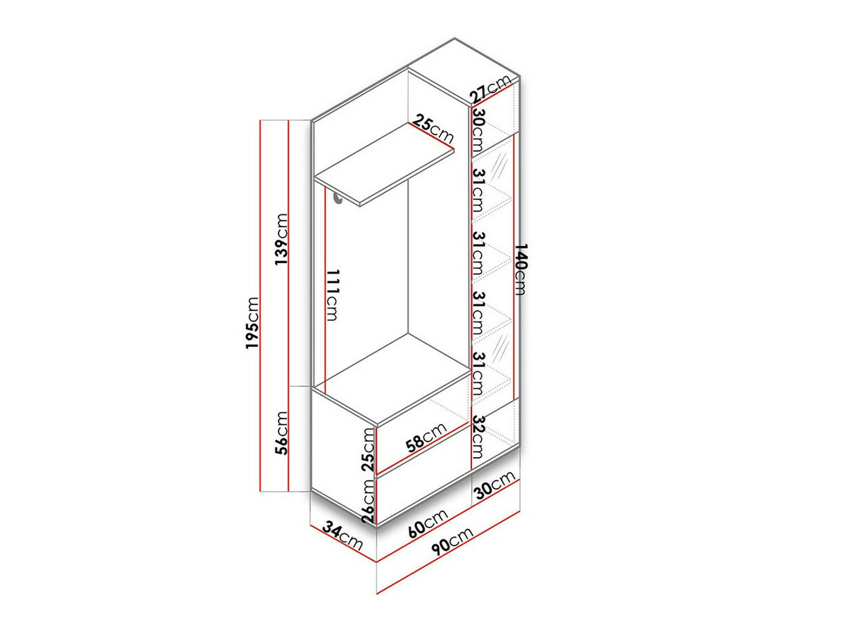 Prieškambario komplektas Lantudo (Balta)