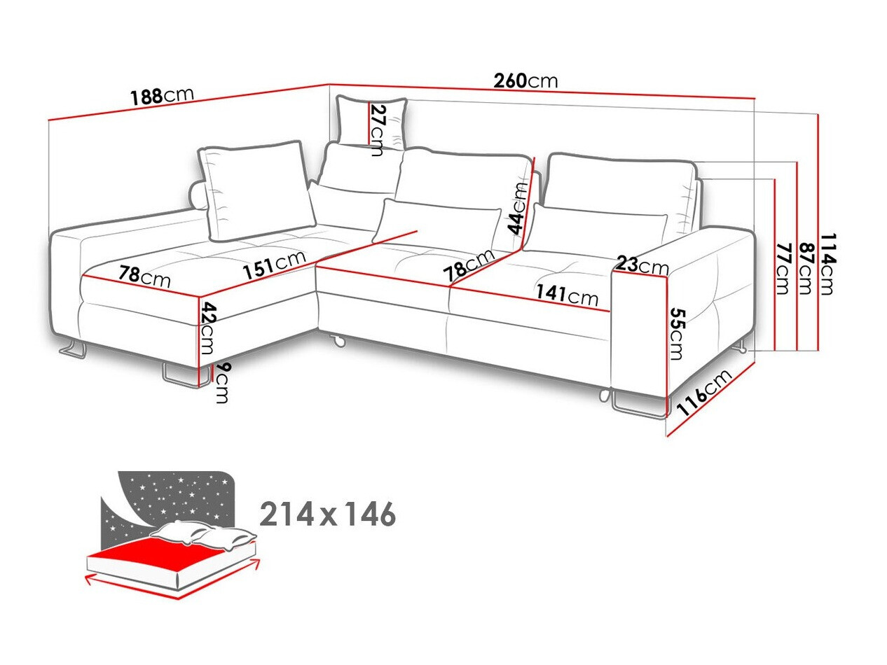Minkštas kampas Lincoln 103 (Milton 11)