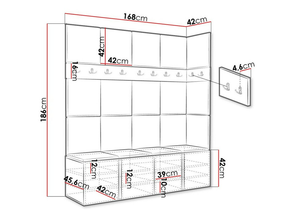 Prieškambario komplektas Pinis II (Balta)