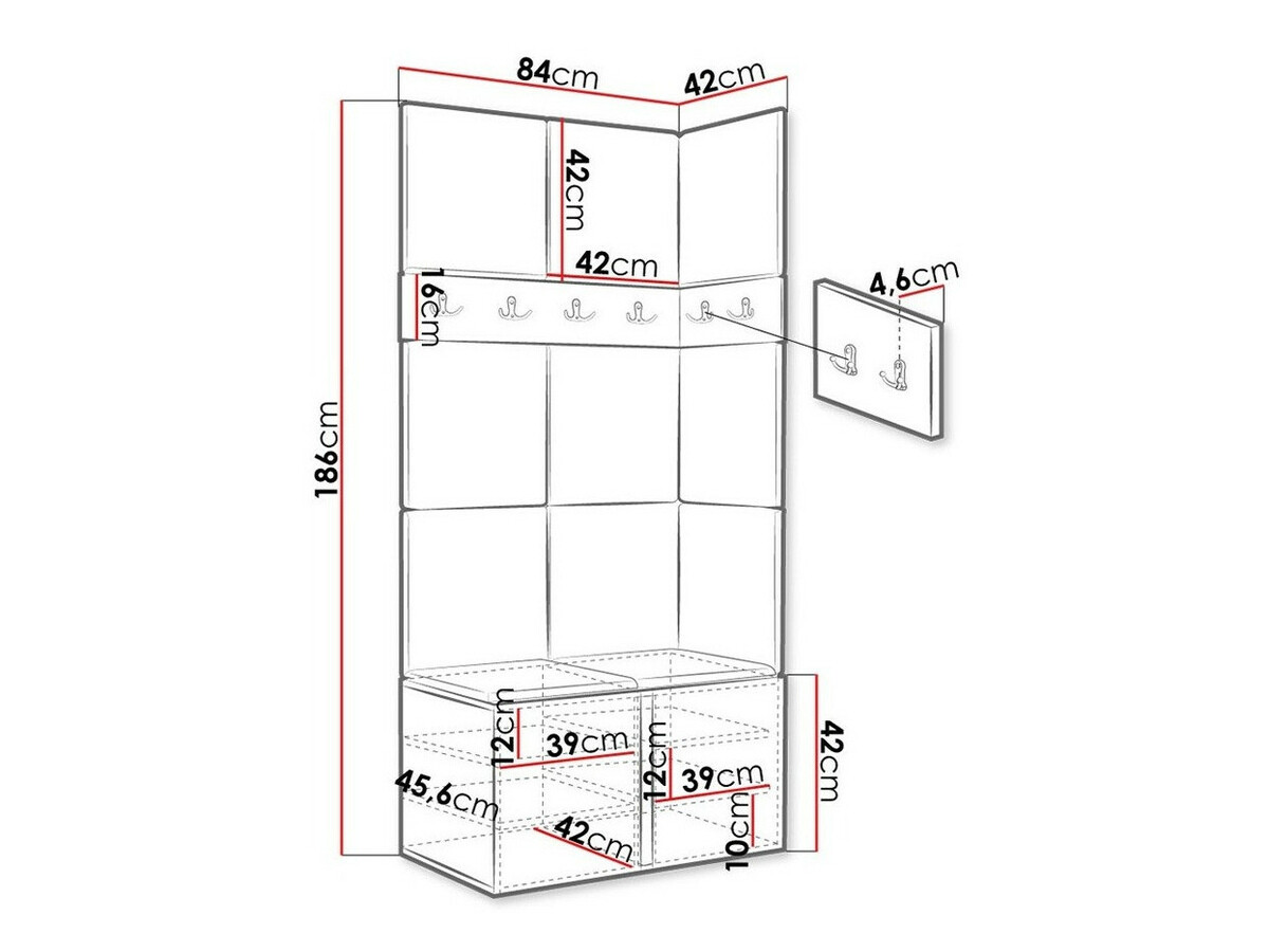 Prieškambario komplektas Hartford 264 (Grafitas)