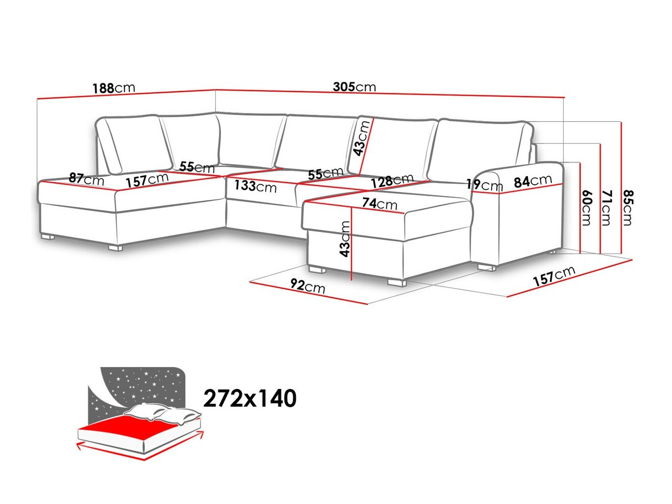 Minkštas kampas Comfivo 261 (Venus Velvet 2932-u05 + Venus Velvet 2932)
