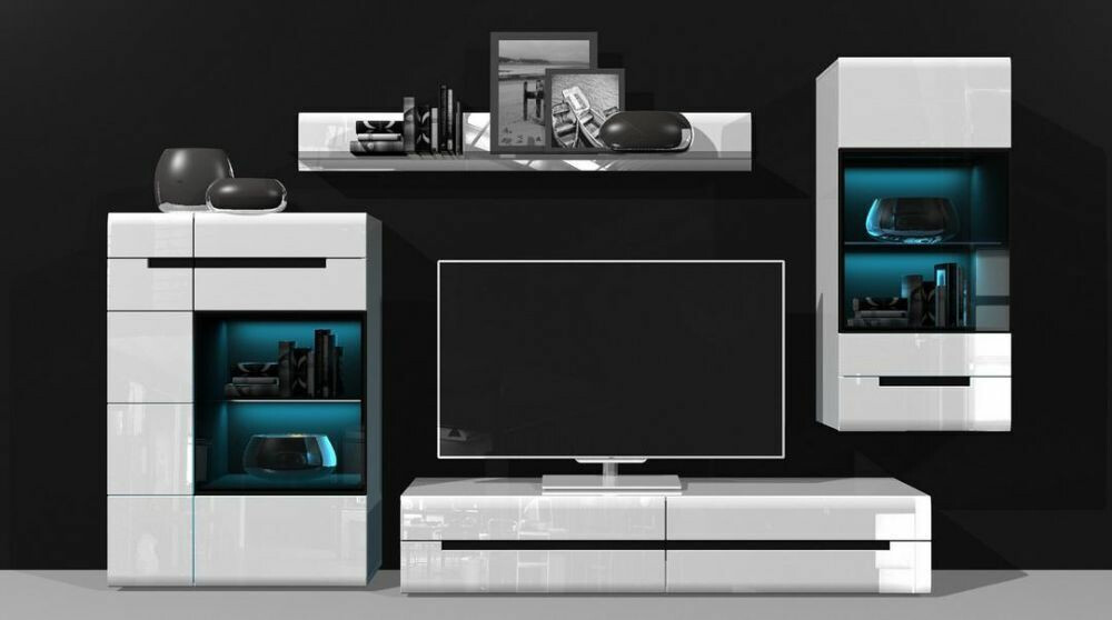 Svetainės komplektas Austin D110 (Balta + Blizgi balta)