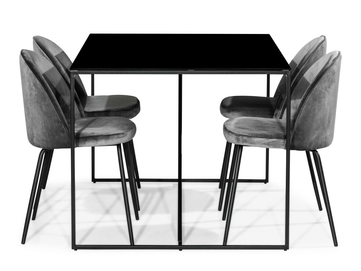 Valgomojo komplektas In Living 376 (Pilka + Juoda)