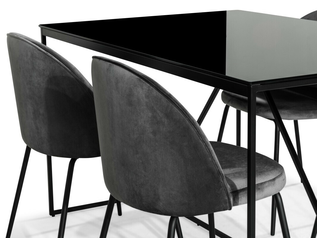 Valgomojo komplektas In Living 376 (Pilka + Juoda)