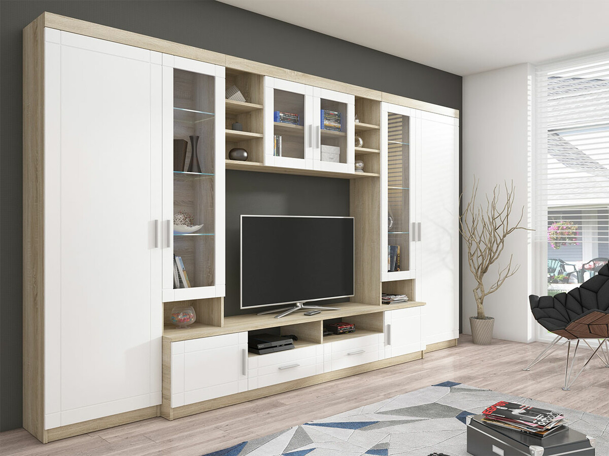 Svetainės komplektas Tucson 108 (Sonomos ąžuolas + Balta)