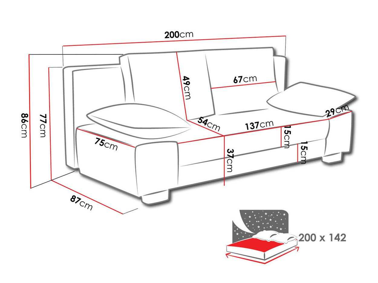 Sofa lova Comfivo 145 (Porto 96 + Porto 34)