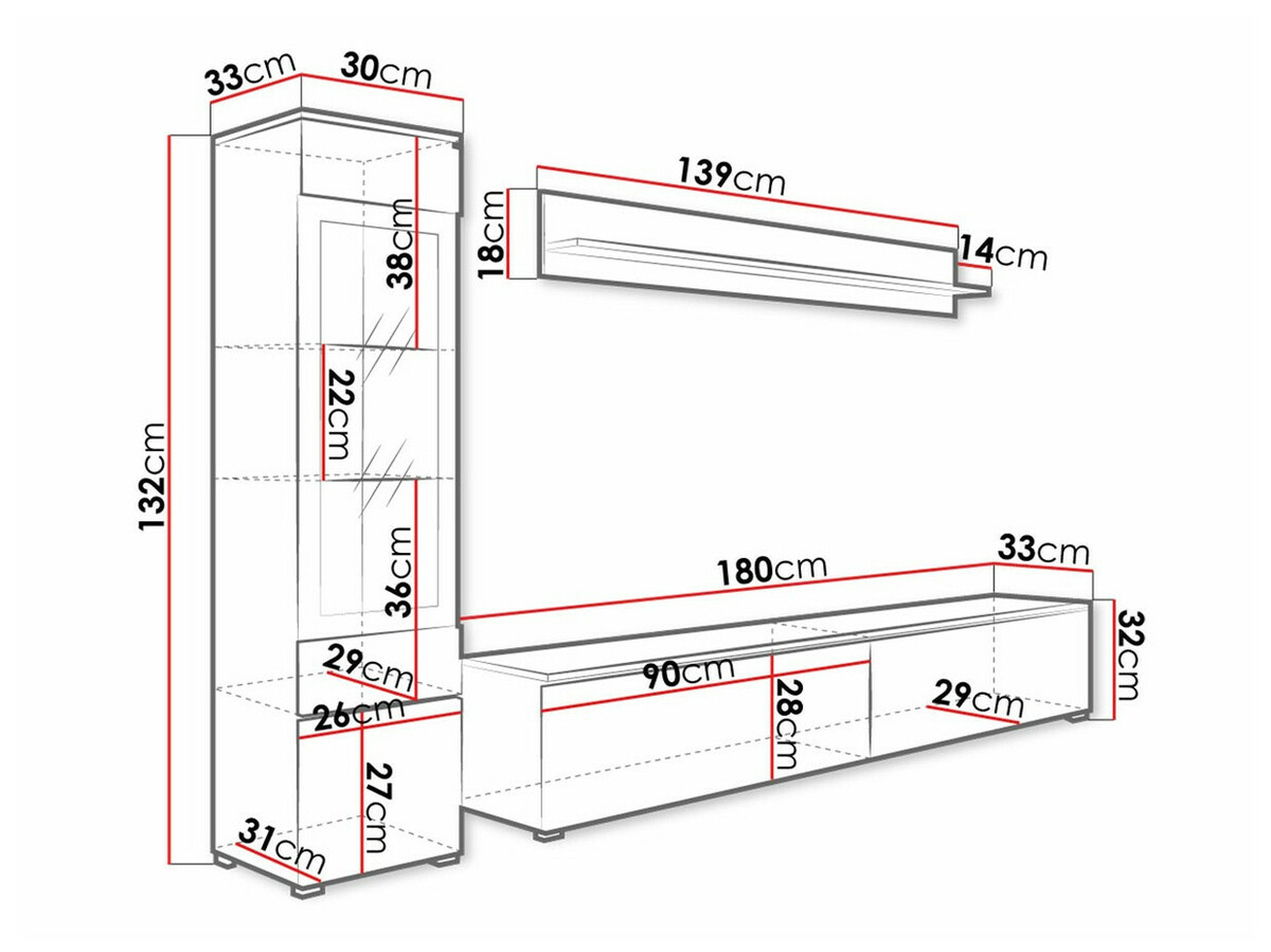 Svetainės komplektas Sarasota 125 (Votan ąžuolas)