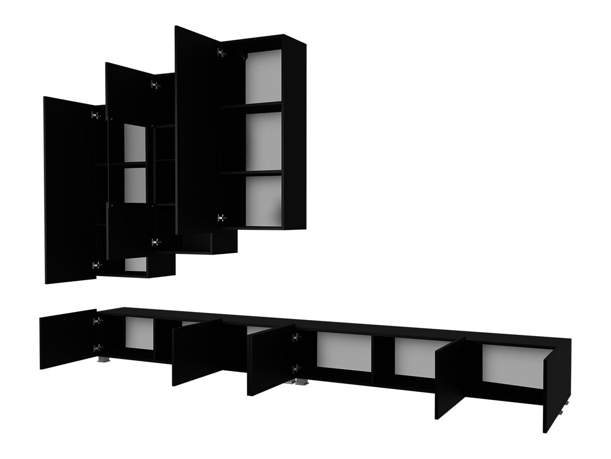 Svetainės komplektas Remus XVII (Juoda + Blizgi juoda)