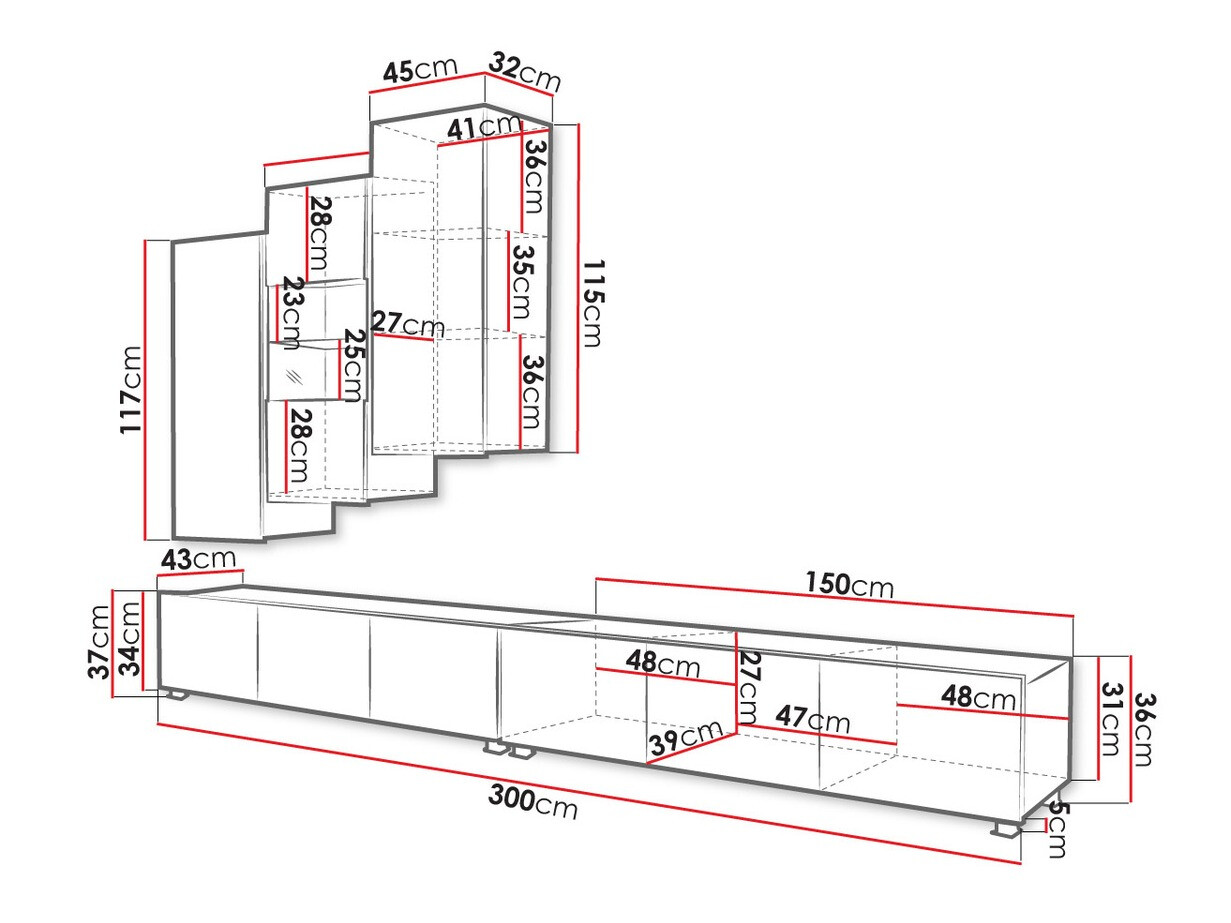 Svetainės komplektas Remus XVII (Juoda + Blizgi juoda)
