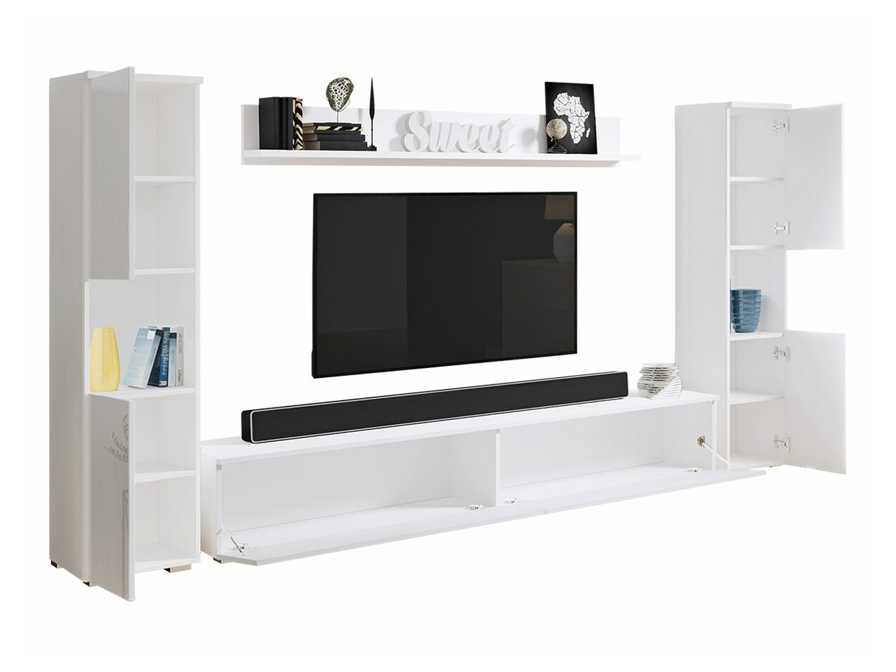 Svetainės komplektas Sarasota 131 (Votan ąžuolas + Blizgi balta)