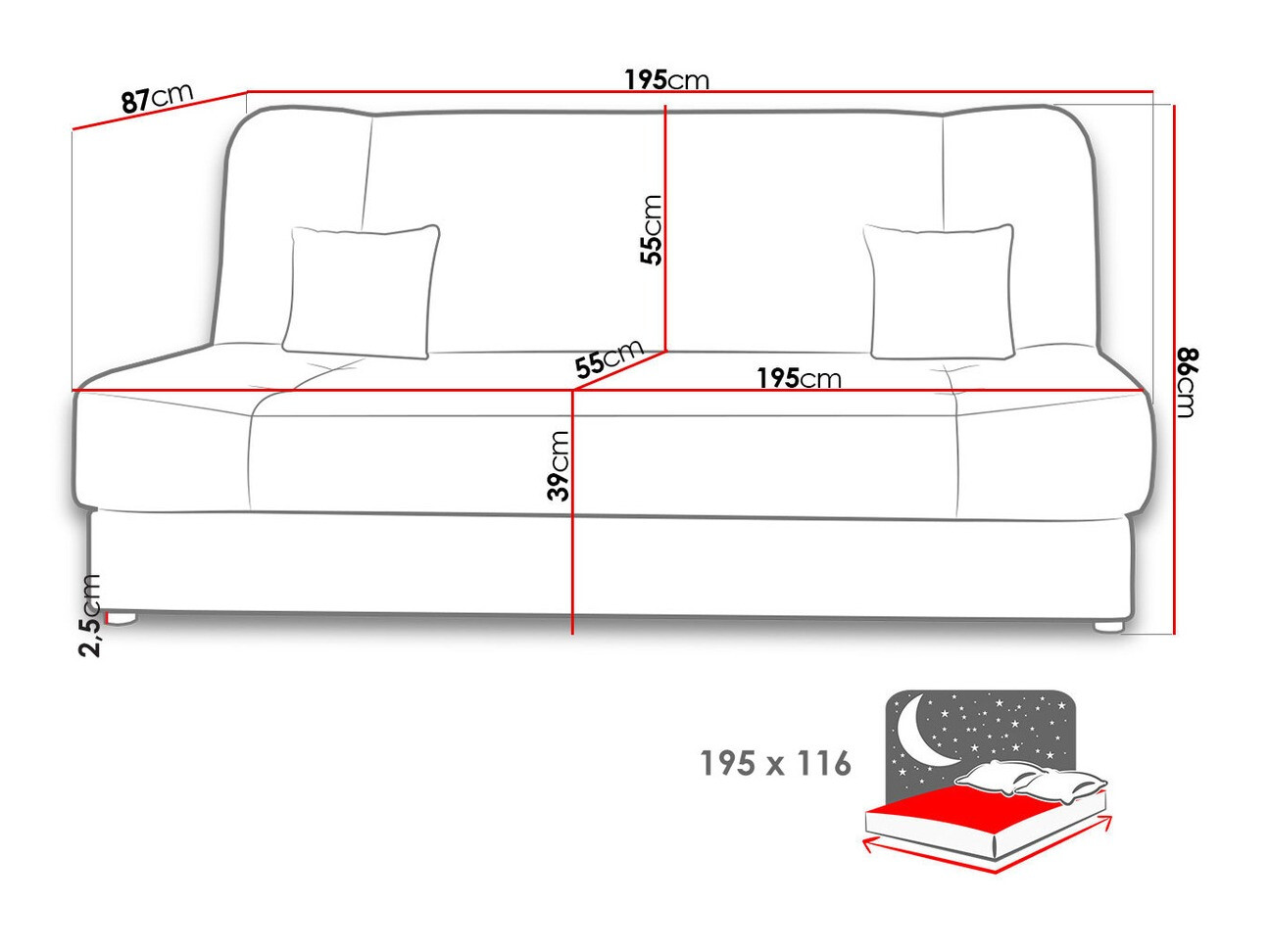 Sofa lova Comfivo Cera I (Alova 07 + Alova 68)
