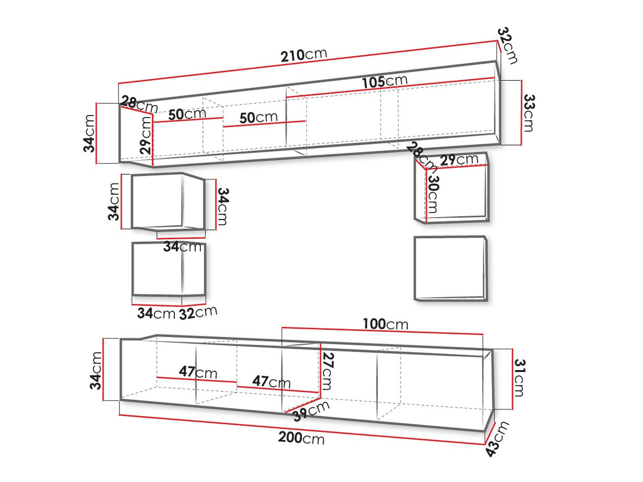 Svetainės komplektas Remus XVI (Juoda + Blizgi juoda)