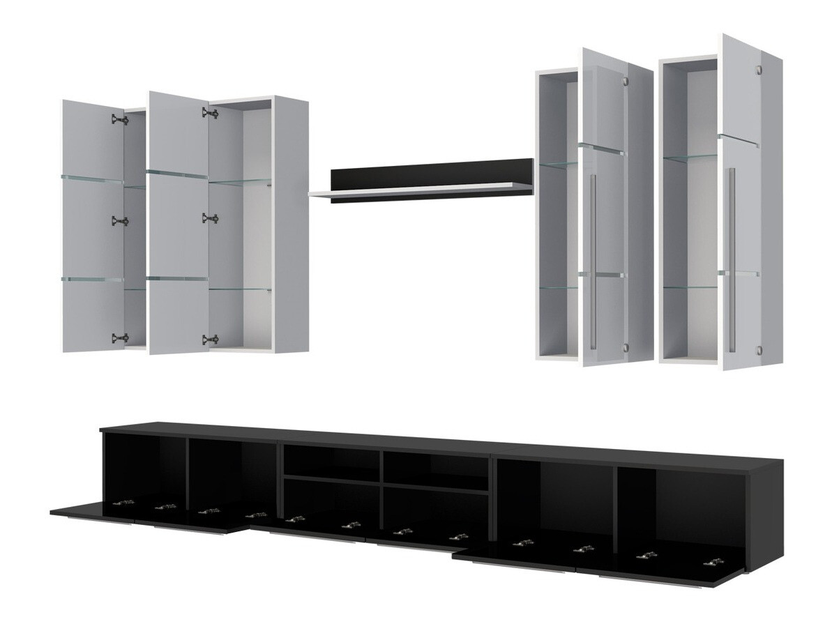 Svetainės komplektas Flos (Balta + Blizgi balta)