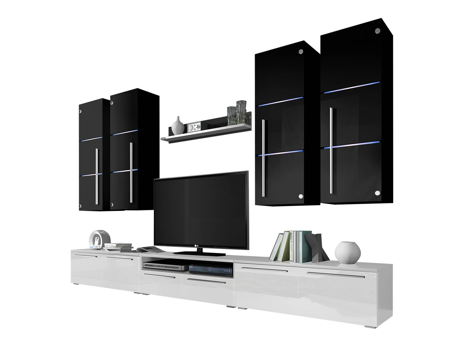 Svetainės komplektas Flos (Balta + Blizgi balta)