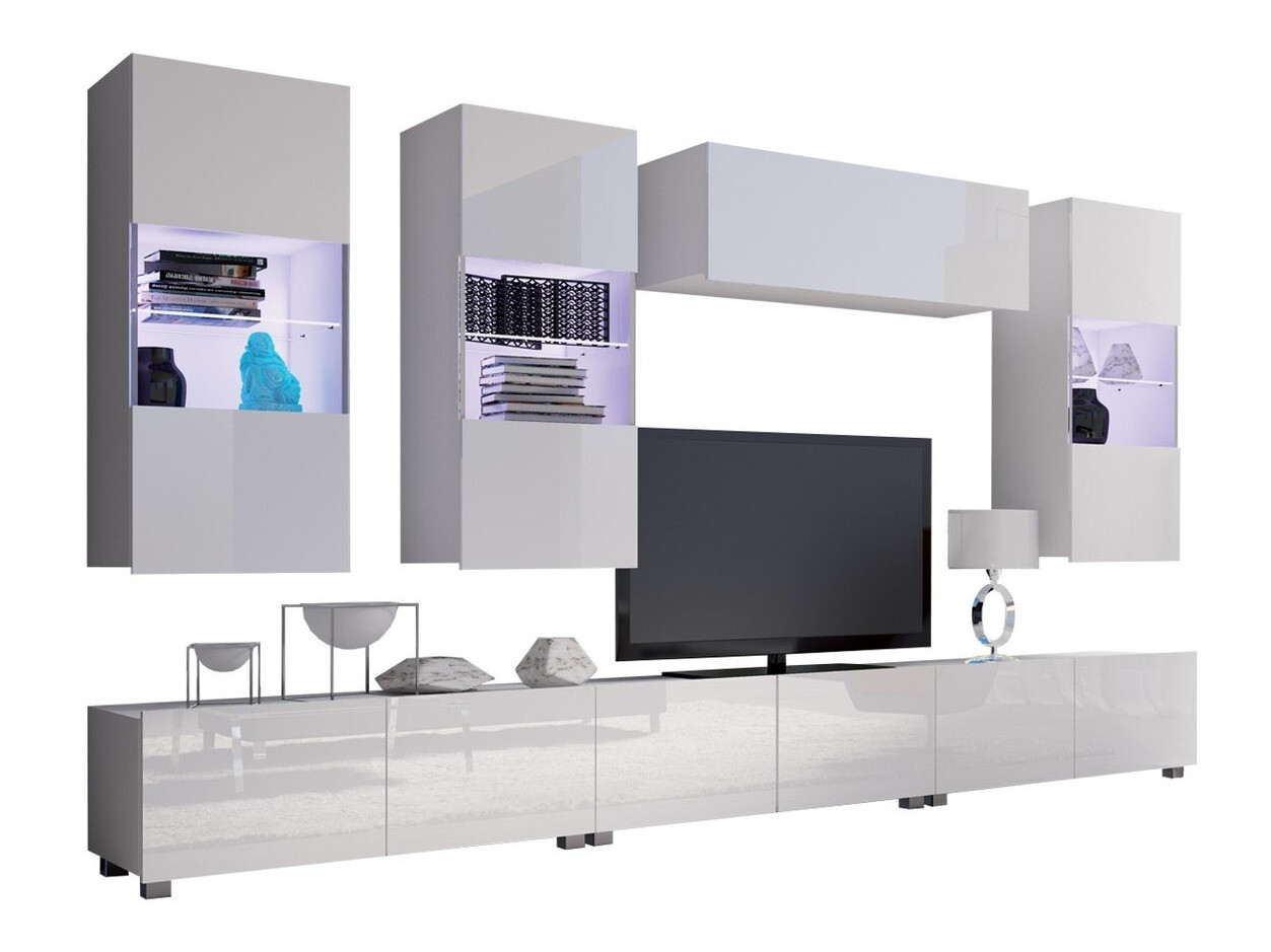 Svetainės komplektas Tivdalu 121 (Balta + Blizgi balta)