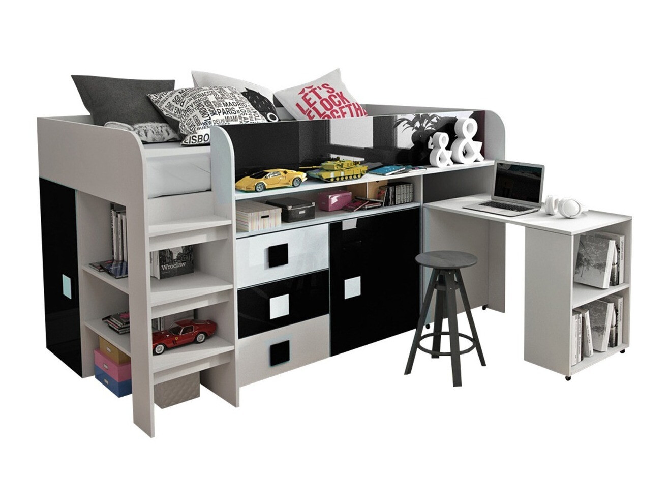 Juodos vaikų kambario lovos