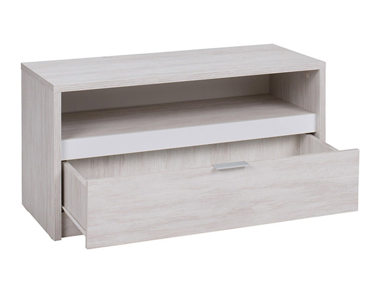 Svetainės komplektas Fivelbo 115 (Balintas ąžuolas + Blizgi balta)