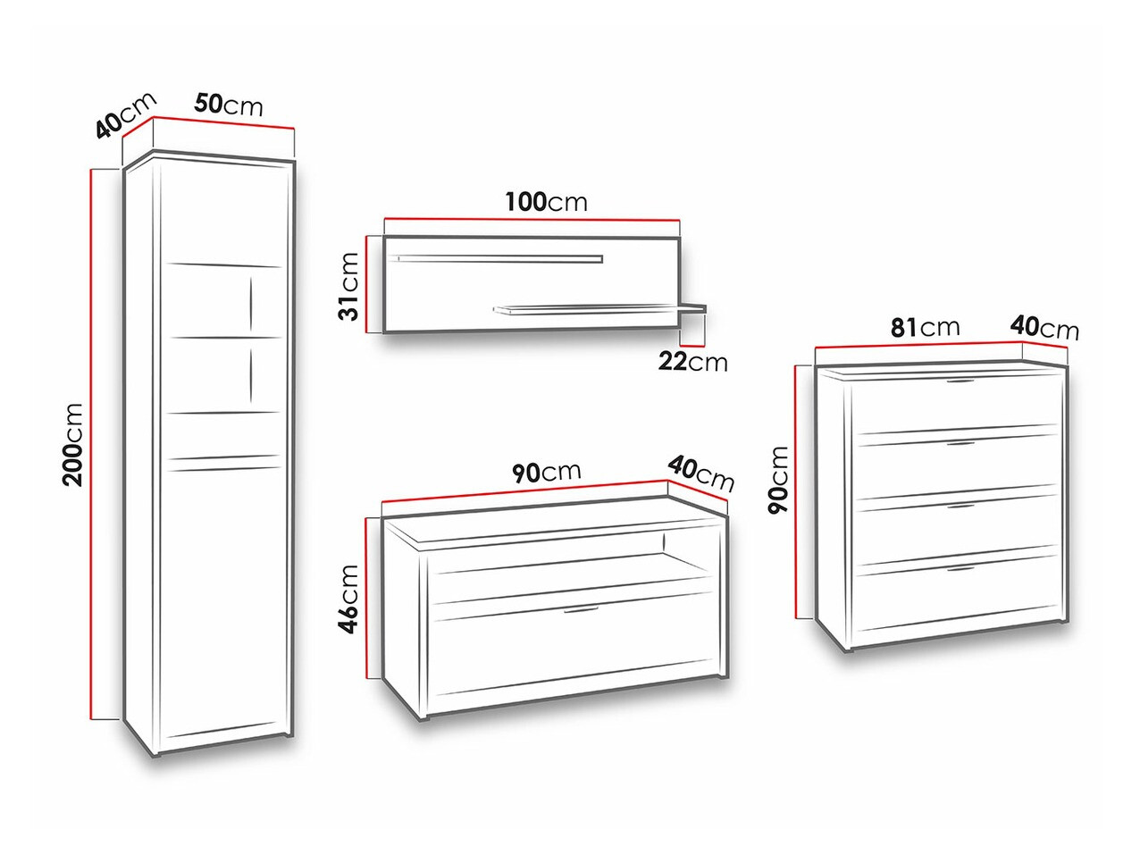 Svetainės komplektas Fivelbo 115 (Balintas ąžuolas + Blizgi balta)