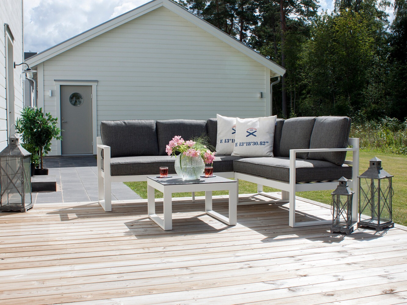 Lauko baldų komplektas Dallas 773 (Balta + Pilka)