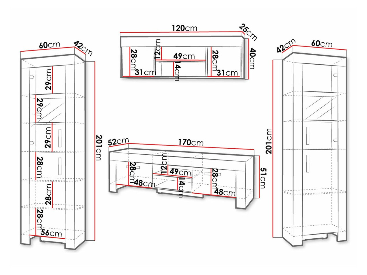 Svetainės komplektas Melfeli 124 (Sonomos ąžuolas)