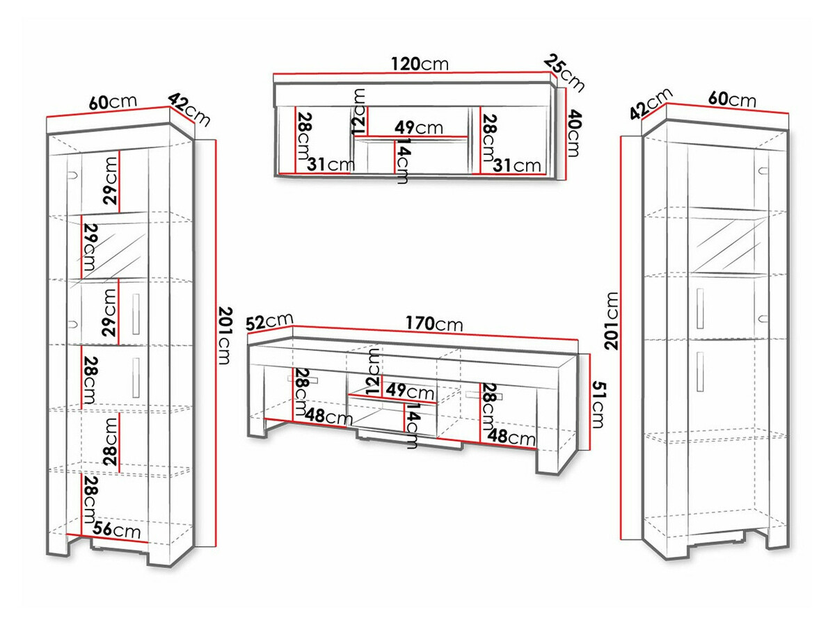 Svetainės komplektas Melfeli 124 (Sonomos ąžuolas)
