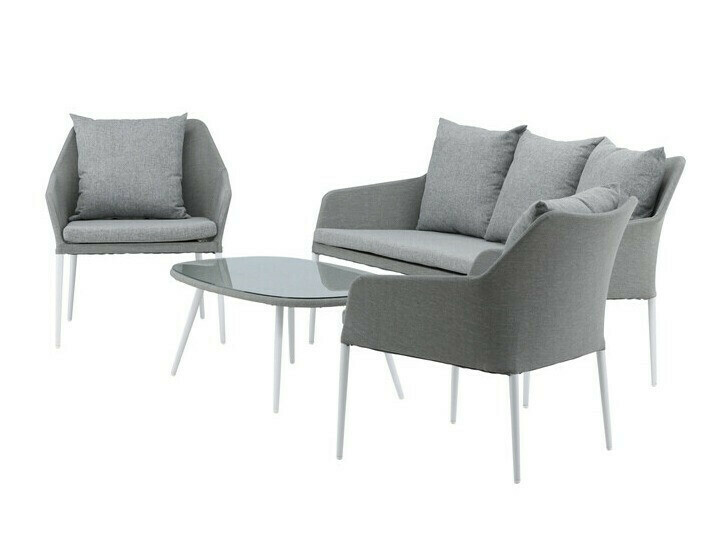 Lauko baldų komplektas Dallas 3116 (Šviesi pilka + Balta)