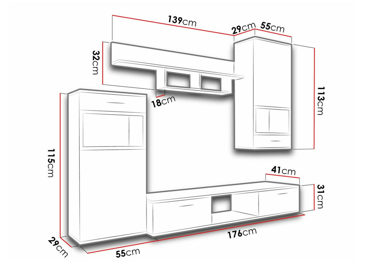 Svetainės komplektas Tucson 109 (Sonomos ąžuolas)