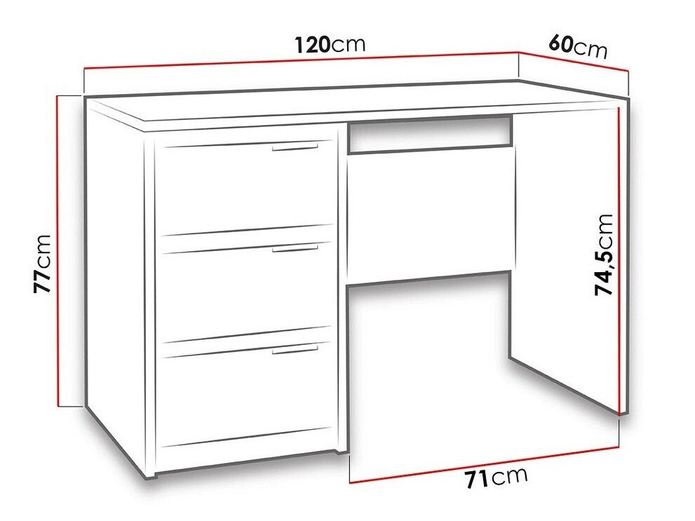 Darbo stalas Fivelbo 100 (Monastery ąžuolas + Blizgi juoda)