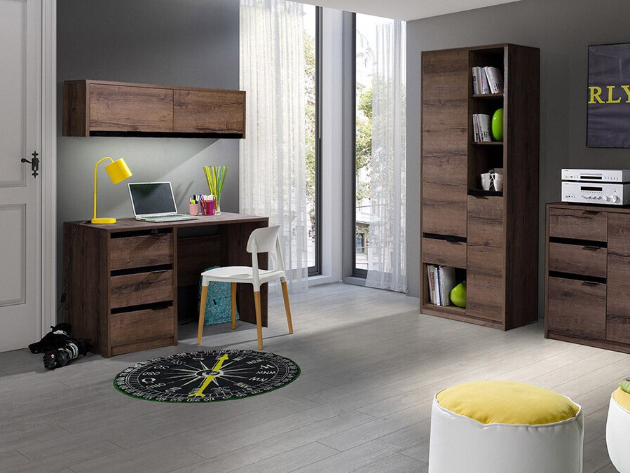 Darbo stalas Fivelbo 100 (Monastery ąžuolas + Blizgi juoda)